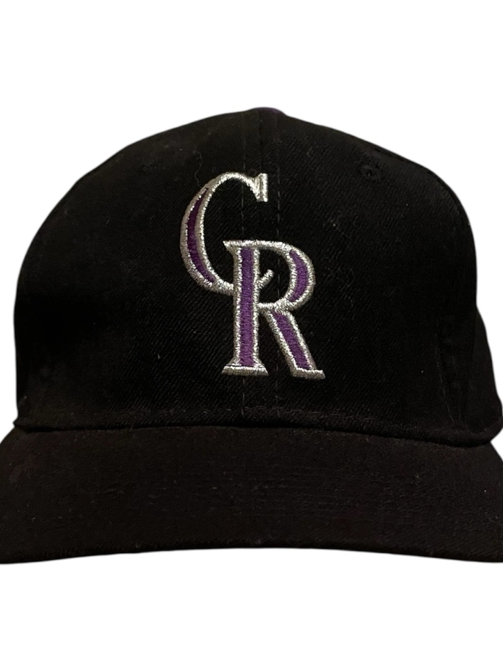 Colorado Rockies Black Baseball Cap with Purple & Silver CR Logo 7 1/2